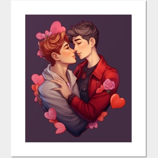 Valentines day Gay couple Posters and Art